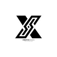 Letter Xs initial line shape with flat abstract elegant gaming logo design vector