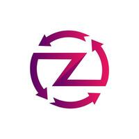 Letter Z with arrow circle shape modern gradient colorful monogram logo vector