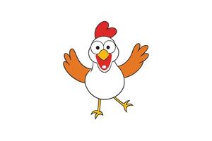 Cheerful Chicken Character with Orange Wings on Transparent Background Design vector