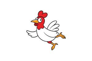 Cartoon Rooster Running with Joy on White Background, Poultry Character vector