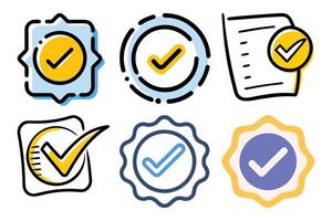 Check Mark Icon Set, Validation Symbols, Tick Sign Illustrations, Transparent Background vector