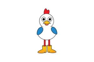 Cute Cartoon Chicken with Red Comb and Boots on Isolated Transparent Background vector