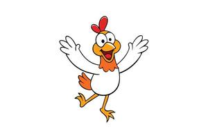 Joyful Chicken Cartoon with Big Eyes and Orange Details on Transparent Background vector
