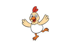 Cartoon Chicken with Red Comb, Open Beak, and Excited Expression on a Transparent Background vector