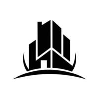 Abstract Building Skyline Symbol with Minimalist Design on Transparent Background vector