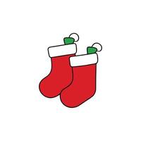 Two Red Christmas Stockings with White Cuff Isolated on White Background vector