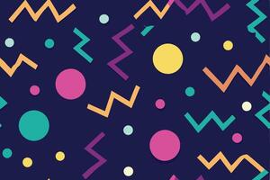 Retro Pattern with Zigzag Lines and Circles on Dark Navy Background vector