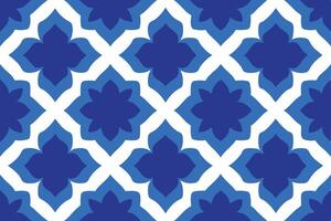 Seamless Pattern Floral Design in Shades of Blue and White with Geometric Layout vector