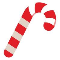 Striped Candy Cane with Red and Beige Stripes on White vector
