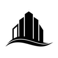 Abstract Building Silhouette on a Curving Base, Modern Icon with Clean Lines vector