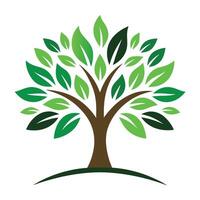 Stylized Tree with Green Leaves and Brown Trunk on White Backdrop vector