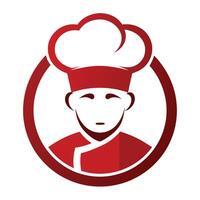 Elegant Red Chef Icon with Circle, Culinary Illustration, Modern Style Design vector