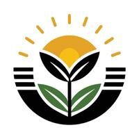 Abstract Flower Design with Sun Graphic, Agriculture on White Background vector