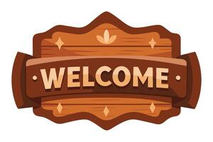 Welcome Sign Wooden Plank With Cute Rustic Style On White Background vector