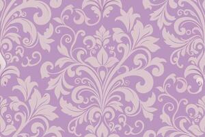 Light Purple Damask Pattern Swirls and Floral Elements Background for Fabrics Decor vector