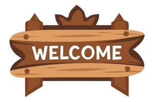 Wooden Welcome Sign Design, Rustic Plank with White Text on Transparent Background vector