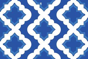Seamless Tile Pattern in Blue and White with Geometric Shapes Design Ornament vector
