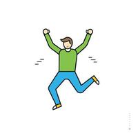 Joyful Man Jumping Line Art on Transparent Background Minimalist Design Style vector