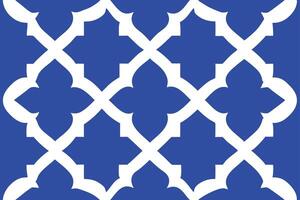 Seamless Blue Background with White Arabesque Lattice Geometric Pattern Design vector