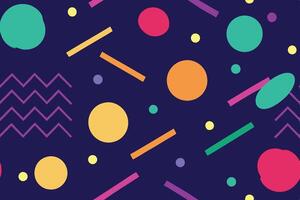 Abstract Geometric Pattern with Circles, Rectangles, and Zigzags on Dark Blue vector