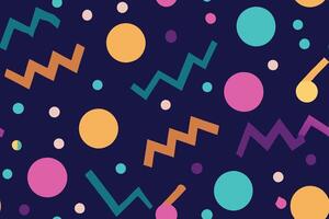 Colorful Geometric Shapes Pattern on Navy Background, Vibrant Abstract Design vector