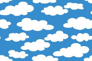 Cartoon Sky with White Clouds Pattern on Bright Blue Background vector