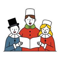 Cartoon Choir Singers Reading Book with White Background, Singing in Harmony vector