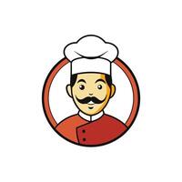 Charming Chef Mascot Cartoon Character with Toque in Circular Design Element vector