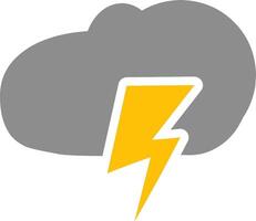 Simple Weather icon of thunderstorm cloud with Lightning in cartoon vector
