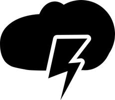 Weather Black icon of thunderstorm cloud with Lightning in cartoon vector