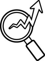 Magnifying glass with rising graph over webpage. Ideal for digital marketing, search optimization, business growth, and web traffic analysis concepts. SEO vector