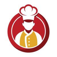 Modern Minimalist Chef Silhouette in Red Circle with Clean Lines Design vector