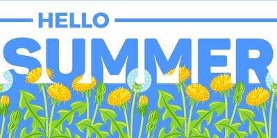 A vibrant illustration capturing the essence of summer, showcasing a field of beautiful dandelions swaying gently in the breeze, radiating warmth and cheerfulness, embodying the seasons joy. vector