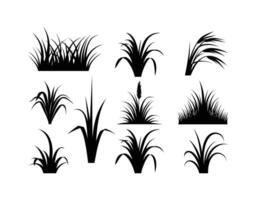 a set of black and white silhouettes of grass vector