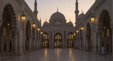 Serene Evening at the Mosque. A Glimpse of Architectural Majesty photo