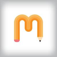 The letter M looks like it was drawn with a pencil, which increases the creativity of the design. The simplest design of the education icon. vector
