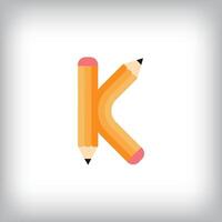 The letter K looks like it was drawn with a pencil, which increases the creativity of the design. The simplest design of the education icon. vector