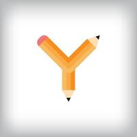 The letter Y looks like it was drawn with a pencil, which increases the creativity of the design. The simplest design of the education icon. vector