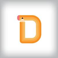 The letter D looks like it was drawn with a pencil, which increases the creativity of the design. The simplest design of the education icon. vector