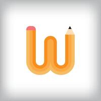 The letter W looks like it was drawn with a pencil, which increases the creativity of the design. The simplest design of the education icon. vector