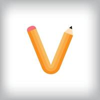 The letter V looks like it was drawn with a pencil, which increases the creativity of the design. The simplest design of the education icon. vector