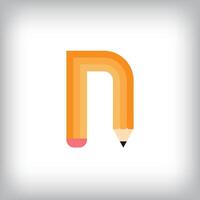 The letter N looks like it was drawn with a pencil, which increases the creativity of the design. The simplest design of the education icon. vector