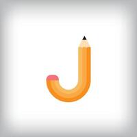 The letter J looks like it was drawn with a pencil, which increases the creativity of the design. The simplest design of the education icon. vector