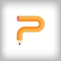 The letter P looks like it was drawn with a pencil, which increases the creativity of the design. The simplest design of the education icon. vector