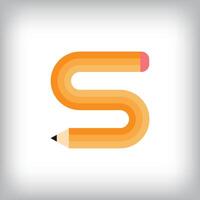 The letter S looks like it was drawn with a pencil, which increases the creativity of the design. The simplest design of the education icon. vector