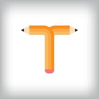 The letter T looks like it was drawn with a pencil, which increases the creativity of the design. The simplest design of the education icon. vector