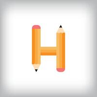 he letter H looks like it was drawn with a pencil, which increases the creativity of the design. The simplest design of the education icon. vector