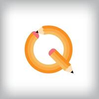 The letter Q looks like it was drawn with a pencil, which increases the creativity of the design. The simplest design of the education icon. vector