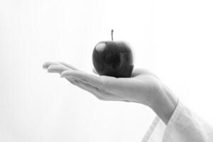 Woman Holding Apple, Close View Background, Food Photography creative background photo