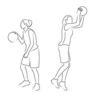 Practicing basketball skills by shooting a ball towards the hoop at a gym vector